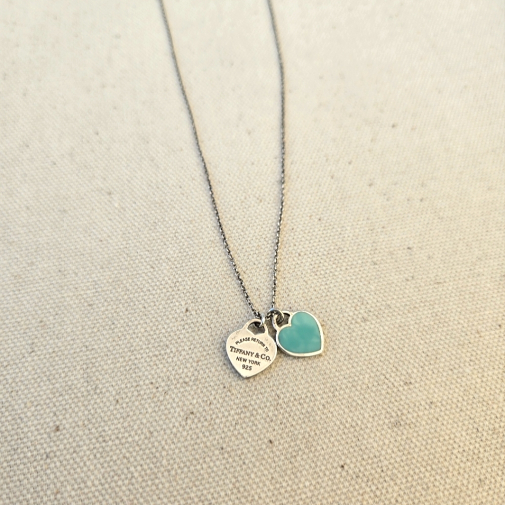 USED Return to Tiffany® Double Heart Pendant Necklace